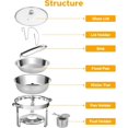 thumbnail image 2 of WARMOUNTS Chafing Dish Buffet Set 2 Pack, 5QT Round Chafing Dishes for Buffet with Glass Lid & Lid Holder, Stainless Steel Chafers for Catering, Parties, Events, Wedding, Camping, Dinner, 2 of 7