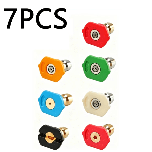 High-pressure washer nozzle set, includes bracket, 7 nozzles, 1/4-inch quick-connect fitting, 4000 PSI