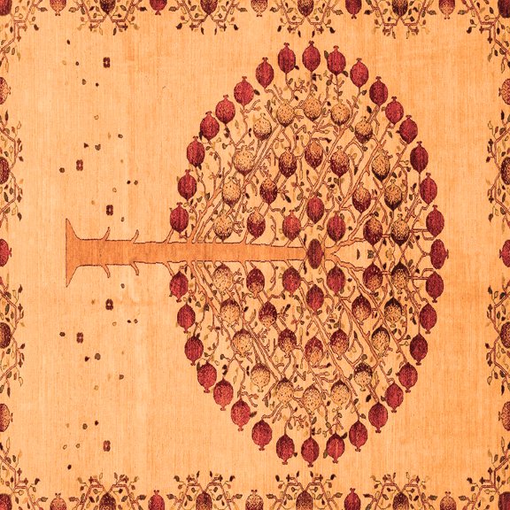 Ahgly Company Indoor Square Abstract Orange Modern Area Rugs, 4' Square