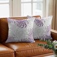 thumbnail image 3 of Floral Pattern Throw Pillow Cover Outline White Purple Chrysanthemum Graphic Cotton Linen Cushion Cover Throw Pillow Case with Invisible Zipper for Couch Sofa Bed Chair Car 20x20 Inch, 3 of 14