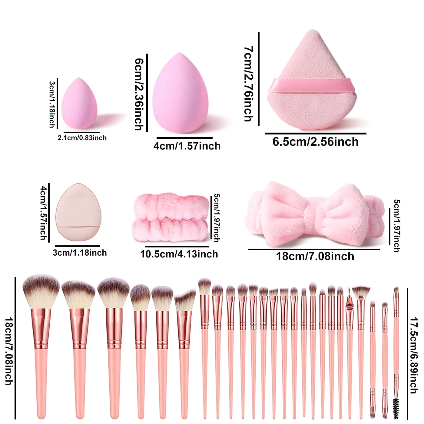 HGHDBT Pink Makeup Brush Set Professional Makeup Kit 36Pcs Powder Concealers Eye shadows Blush Foundation Make up Brushes