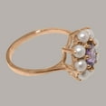 thumbnail image 4 of LBG British Made 14k Rose Gold Natural Amethyst & Cultured Pearl Womens Statement Ring - 33 size options - Size 5.75, 4 of 6