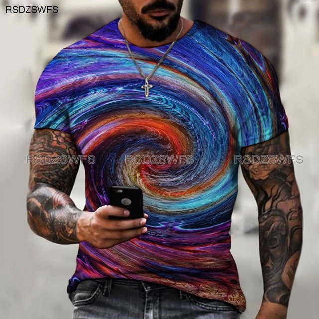 T-shirt à Impression Numérique pour Hommes Style Abstrait Manches Courtes Décontracté Taille TTP-5TG