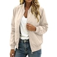 thumbnail image 6 of OGLCCG Women's Bomber Jacket Waterproof Zip Up Long Sleeve Fall Outerwear with Pockets Trendy Casual Windbreaker Jacket,Size S-XXL, 6 of 8