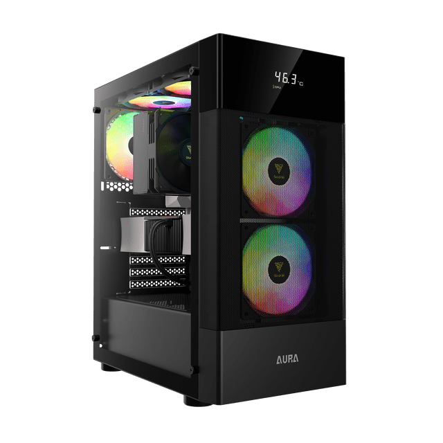 GABINETE GAMDIAS AURA GC5 NEGRO ATX DIGITAL MESH RGB S/FUENTE CRISTAL GD-AURA GC5