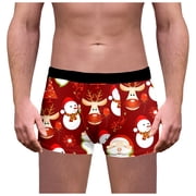 FhsagQ Underwear Mens Underwear Boxers Briefs 3Xl Super Fit Men's Christmas Print Breathable Underwear Underwear for Men Pack White Mens Underwear Boxers Briefs Super Fit Red XXXXL