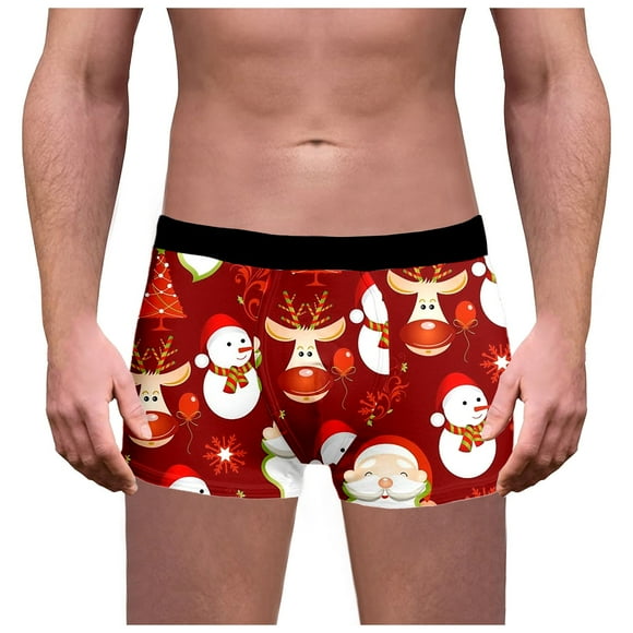 Fertility Underwear Mens Quick Y Underwear Briefs Fart for Men Muffler Men Bikini Men's Christmas Print Breathable Red L