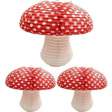 Worgeous  3 Pcs Liner Mushroom Paper Lanterns Festive Decoration Nursery Baby