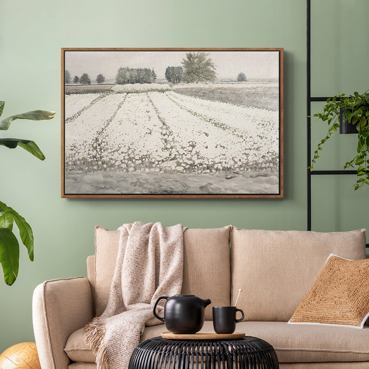 Vintage Landscape-MXII By Wexford Home Framed in Walnut Wood Gallery Wrapped Canvas 17 in. x 25 in.