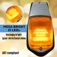 thumbnail image 4 of Red Hound Auto Set of 5 Cab Marker Lights Chrome with 31 Ultra Bright LED Lamps Compatible with Peterbilt Kenworth Freightliner Mack Roof Clearance Amber DOT Compliant, 4 of 5