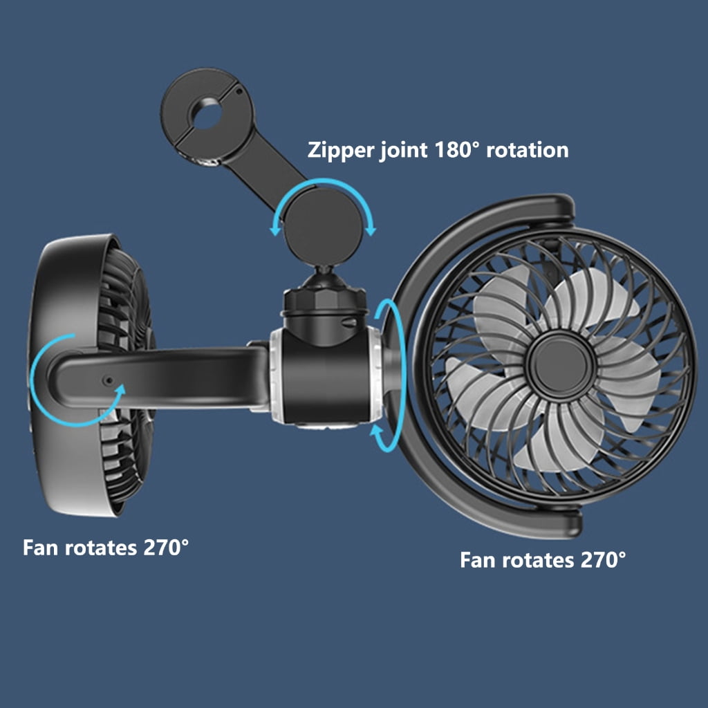 CIYISON Two USB Fan for Car Back Seat with Three Speed Setting and Rotatable Neck Cool