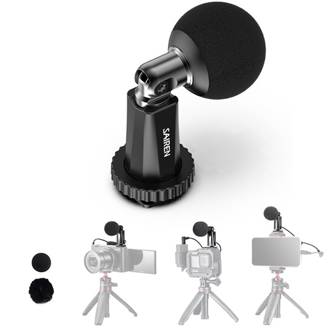 Sidaley Micrófono de grabación ABS de aleación 75Hz-20KHz ángulo portátil cámara giratoria ajustable micrófono grabación de vídeo Vlogging Electrónica