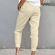 thumbnail image 4 of Pantalones pitillo hasta la pantorrilla con cintura elástica y cordón de lino y algodón liso para mujer Fridja  hfkajh99469, 4 of 9
