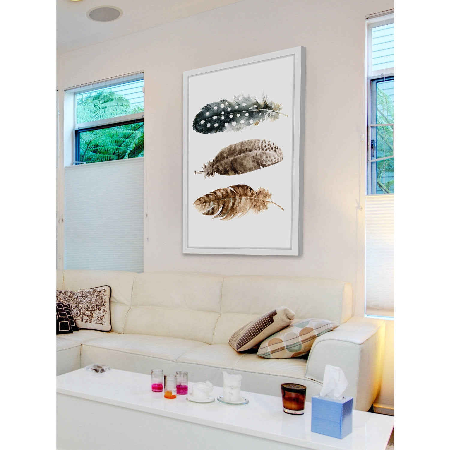 Marmont Hill "Horizontal Feathers" by Shayna Pitch Framed Painting Print