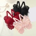 thumbnail image 5 of Yoetaun Womens Butterfly Lace Strappy V Neck Backless Crop Top Padded Bustier Bra Sleeveless Camisole Bralette Solid Underwear Black, 5 of 9