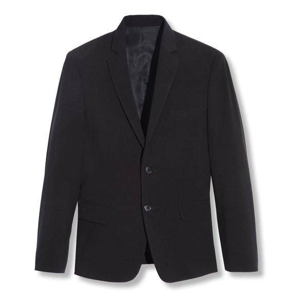 Calvin Klein Boys' Bi-Stretch Blazer Suit Jacket, 2-Button Single Breasted Closure, Buttoned Cuffs & Front Flap Pockets, Black Infinite, 14