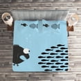 thumbnail image 2 of Ambesonne Fish Quilted Coverlet 3 Pcs, Funny Cartoon Motivation, Queen Size, Blue and Black, 2 of 2