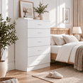 thumbnail image 2 of UBesGoo 5-Drawer Dresser Pure White with Metal Handles Bedside Night Stand Bedroom, White, 2 of 14