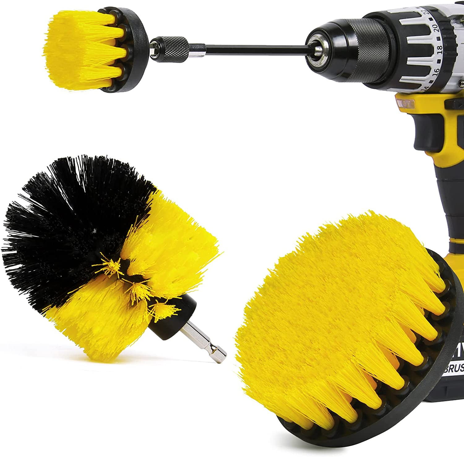 Homarni 4 Pack Drill Brush Attachment Set, All Purpose Power Clean Scrubber Brush with Extend