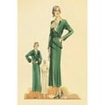 thumbnail image 3 of Vintage Fashion 11x14 Black Modern Framed Museum Art Print Titled - Green Dress and Overcoat, 3 of 5