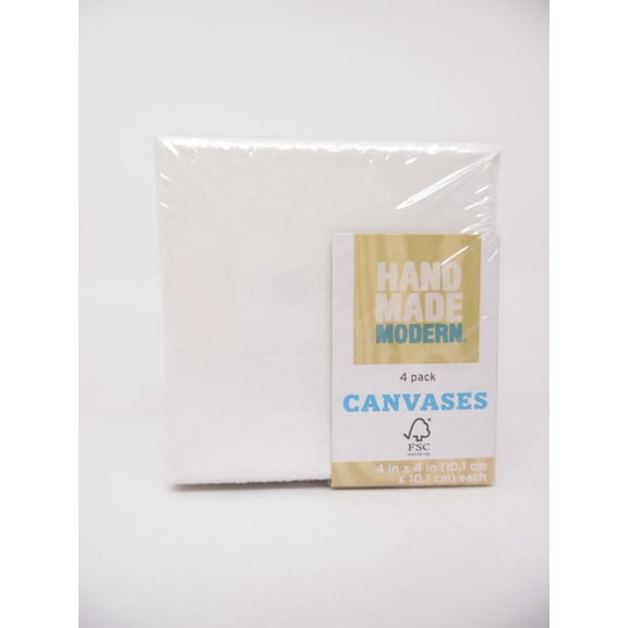 Hand Made Modern 4" x 4" Stretched Blank Canvases - 4pk Canvas