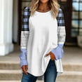thumbnail image 2 of WREESH Womens Fashion Tunic Tops Casual Long Sleeve Printing Round Neck Loose T-Shirt Blouse Tops Pullover Blue, 2 of 4