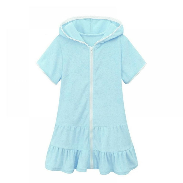 SILVERCELL Girls Swim Coverups Terry Swimsuit Cover-Up Hooded Zip