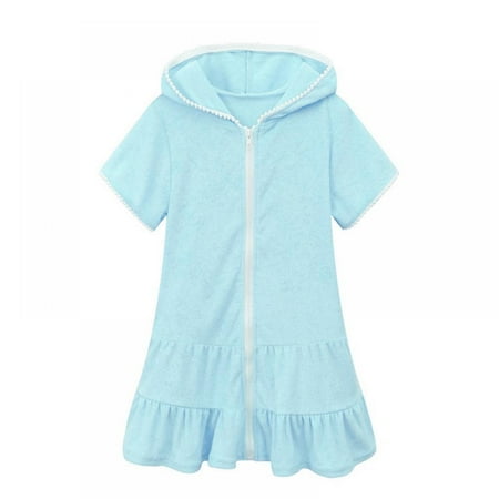 

Little Girls Summer Swimsuits Cover-ups Uccdo Toddler Girl Beach Zipper Bikini Coverup Swimwear Size 2-11 Years