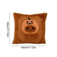 thumbnail image 3 of Halloween Pillow Covers Decorative Fall Cute Ghost Plush Faux Fur Throw Pillow Cover 18x18 Inch Soft Pumpkin Accents for Sofa Couch Bed Living Room Festive Home Decor - Brown Orange A, 3 of 6