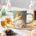 thumbnail image 5 of Easter Bunny Handmade Ceramic Coffee Mug, Cute Rabbit-Themed Tea Cup for Office and Home, Adorable Easter Gift Mug, Ceramic Construction, Microwave and Dishwasher Safe for Daily Use, 6*4.5in, Blue, 5 of 6