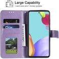 thumbnail image 2 of Case for Samsung Galaxy S22 5G, Premium Leather Flip Wallet Case with Card Slots Holder Kickstand Hand Strap Mandala Half Flower Design Embossed Shockproof Cover Case - Purple, 2 of 14