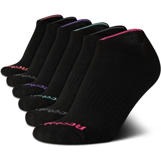 Calcetines Reebok para mujer, corte bajo, acolchados, atléticos, paquete de 6, tallas 4-10
