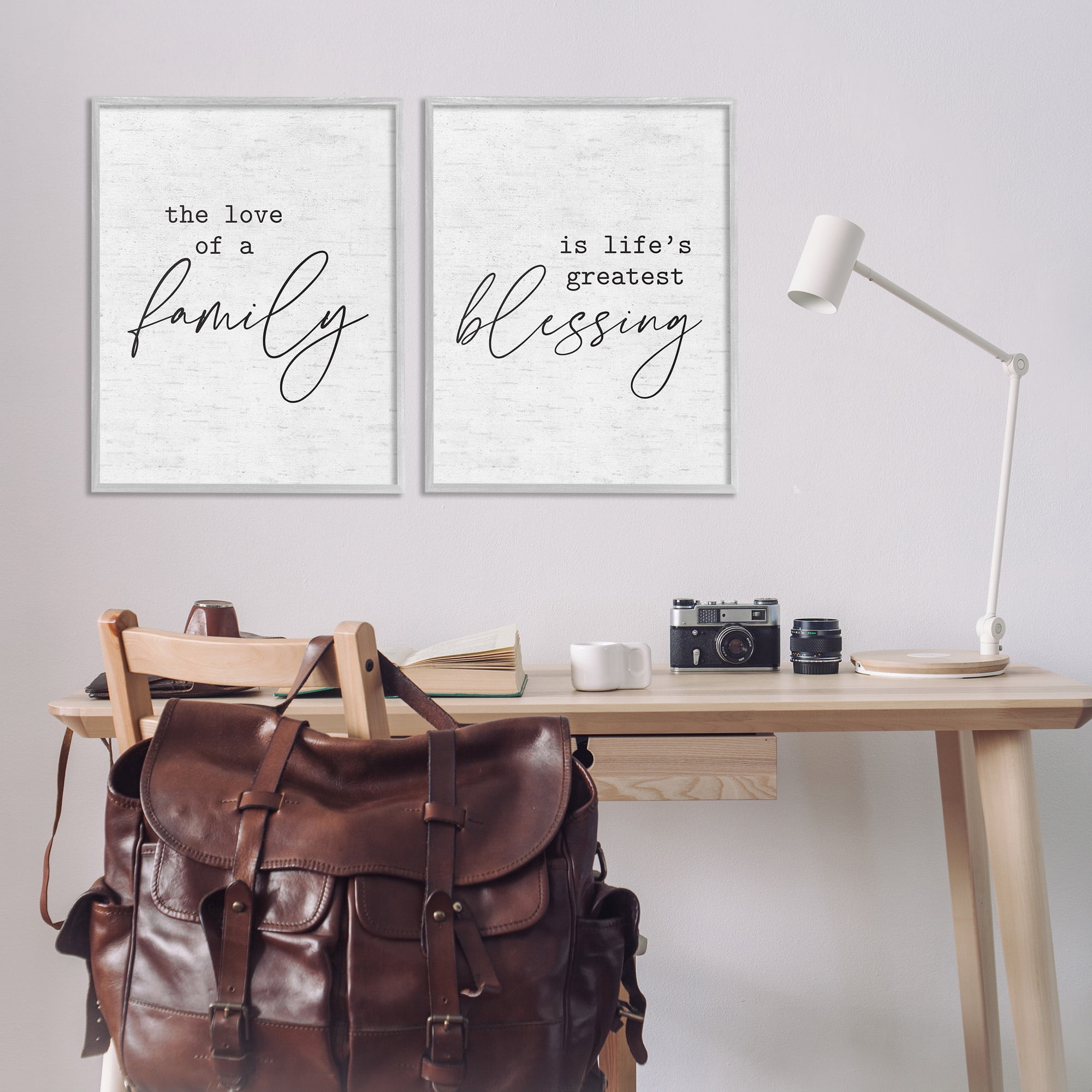 Stupell Industries Life's Greatest Blessing Quote Typography Painting Gray Framed Art Print Wall Art, 24 x 30, Set of 2
