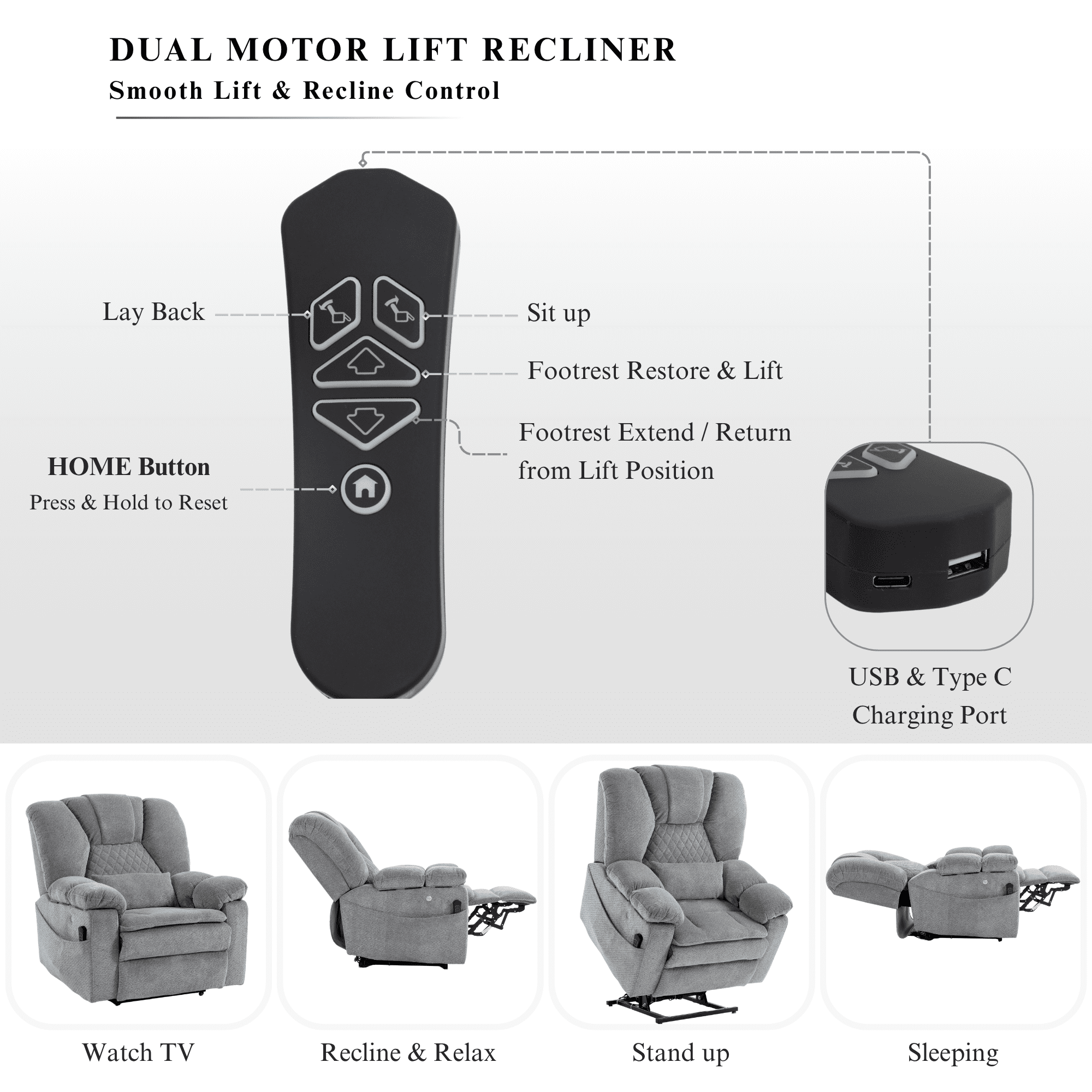 Big Man Recliner 400 lbs with Heat Air Compression Massage Oversized Power Lift Recliner Chair for Elderly Adults, Lay Flat Power Recliner with USB Type-C, Flip Arm Storage & Cup Holders