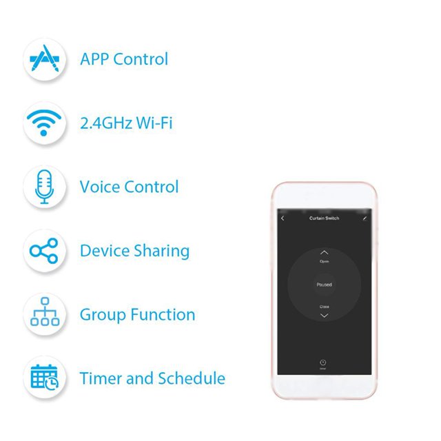 Module de Commutation de Rideau Intelligent Tuya WiFi QS-WIFI-CP03 pour Partage, Module de Modification de Rideau Domestique, Appareil pour Téléphone Mobile, Fonction de Partage de Minuteur, Contrôle des Télécommandes via Application, Compatible avec