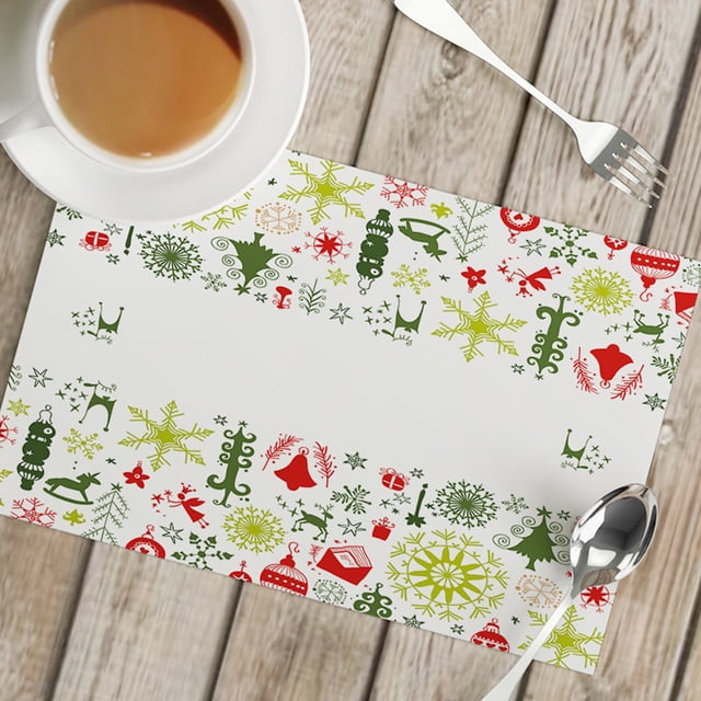 SZXZYGS Christmas Linen Placemat Insulated Mat Table Mat Party Home Napkins Holiday Kitchen Supplies