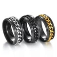 thumbnail image 4 of 5-Colors 8mm Silver/Gold/Black/Blue Spinner Chain Band Mens Steel Ring Size 7-12, 4 of 9