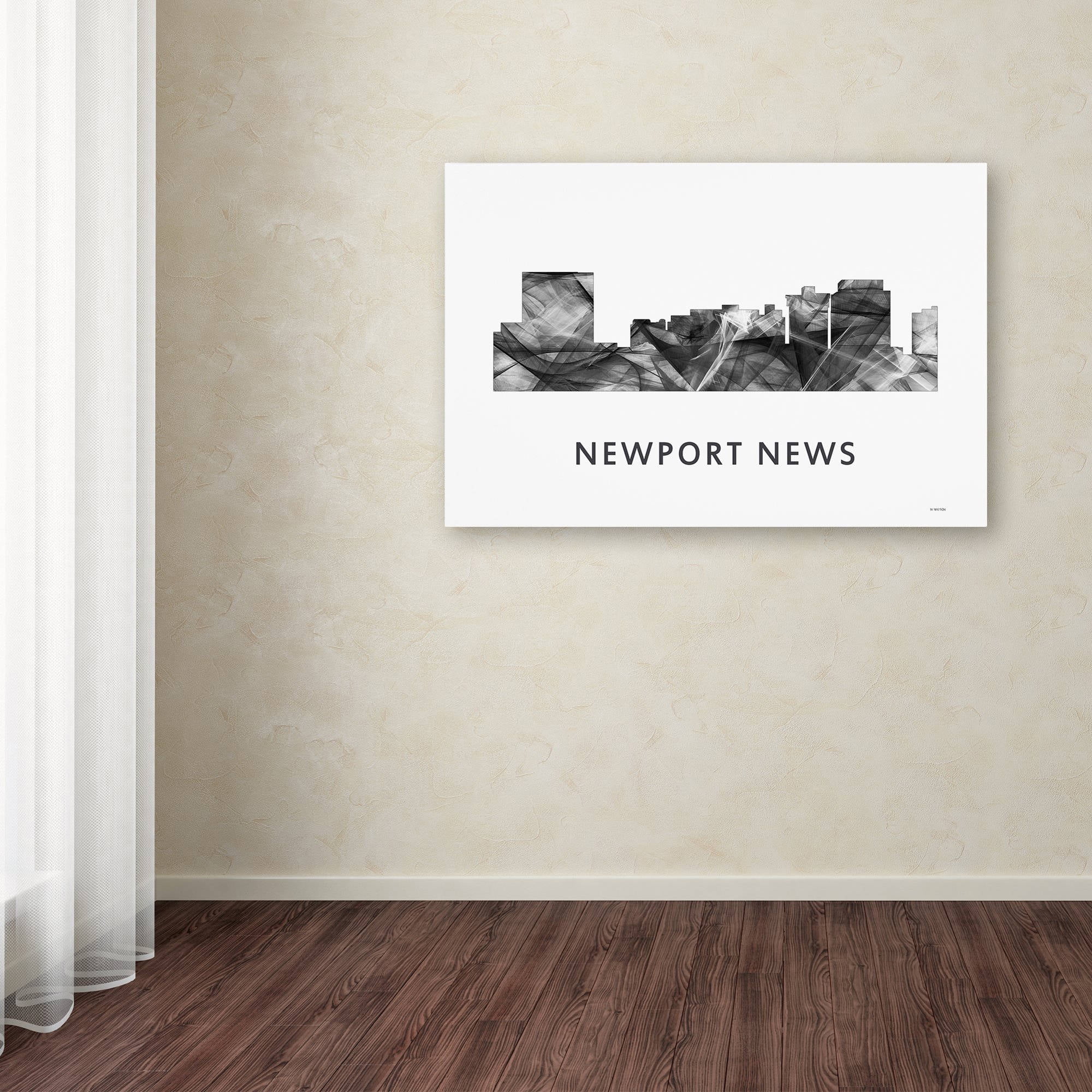 Trademark Fine Art 'Newport News Virginia Skyline WB-BW' Canvas Art by Marlene Watson