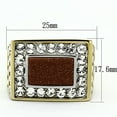 thumbnail image 2 of Two-Tone IP Gold (Ion Plating) Stainless Steel Ring with Synthetic Twinkling in Topaz for Women Topaz Stone Color Style TK1194 Size 8, 2 of 4