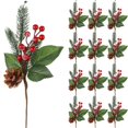 thumbnail image 1 of Pinos navideños Boao, 12 unidades, 28 cm, con frutos rojos, 1 of 6