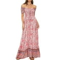 thumbnail image 2 of Franhais Women’s Long Dress, Bohemian Summer Casual Short Sleeve A-line Maxi Dress, 2 of 6