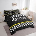 thumbnail image 3 of Homewish Sports Car 7 Pieces Bedding Comforter Set,Classic Racing Flag Full Bedding Set,White Black Yellow Fitted Sheet Flat Sheet For Boys,Super Cozy Room Decor Reversible, 3 of 8
