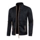 thumbnail image 3 of pstuiky Camisas casuales de manga larga para hombre, Chaqueta tipo cárdigan con cremallera y cuello alto de manga larga de color liso para hombre top de hombre l, 3 of 4