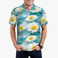 thumbnail image 2 of Cauagu Daisy Flowers Print Men's Polo Shirts, Short-Sleeve Polo Shirts for Men Performance Golf Shirt Athletic Casual Collared T-Shirt-Small, 2 of 8