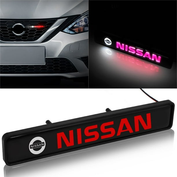 Con luz LED Pegatinas de insignia de emblema de rejilla delantera de coche adecuadas para Nissan Terra Navara Almera Patrol royale X-Trail Sylphy JUKE Leaf