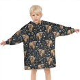 thumbnail image 3 of Black Highland Cow Flower Pattern Blanket Hoodies for Kids 6-13YR Oversize Wearable Blanket Hoodies for Boys Girls Teens, 3 of 7