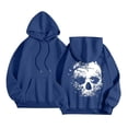 thumbnail image 5 of NinXxx Women's Print Pullover Hoodie Streetwear Drawstring Pouch Pocket Dark Blue S, 5 of 7