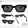 thumbnail image 2 of Narrow Rectangle Horn Rim Gentlmanly Thick Beveled Plastic Sunglasses All Black, 2 of 8