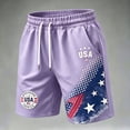 thumbnail image 2 of Dwelliawo Men's Us 250Th Anniversary Shorts with Drawstring Waist and Relaxed Fit Featuring Bold Usa Graphics Light Purple 2XL, 2 of 6