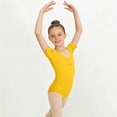thumbnail image 2 of FRSASU Girl's Ballet Leotards Short Sleeve Mesh Dance Leotard Bodysuit Gymnastics Outfits Tops for Kids 3-15 Years Yellow-C, 2 of 7